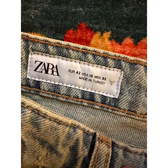 Zara Asymmetrical Stitched Wide Leg Jeans Size 10 - Picture 4 of 4